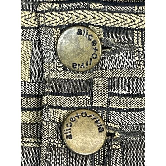 Alice Olivia Pants Womens 4 Gold Flare Leg Mid Rise Regular Fit Stretch Designer - Picture 11 of 13